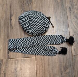 First Class Fido Black and White Dog Scarf And Hat, Medium
